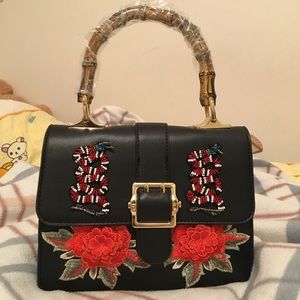 Embroidered Rose Handbag Purse Crossbody NEW